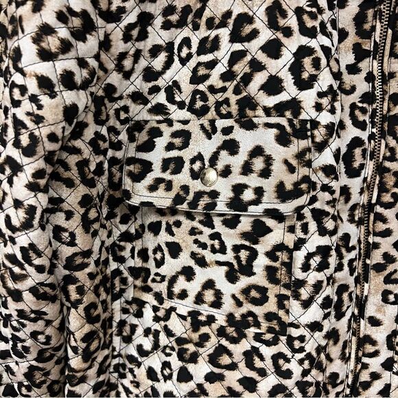 Chicos quilted animal print jacket with faux leather trim XL - Picture 2 of 6